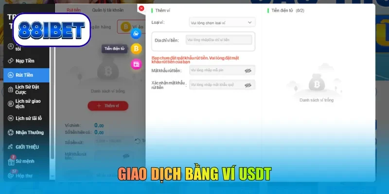 Giao dịch bằng ví USDT